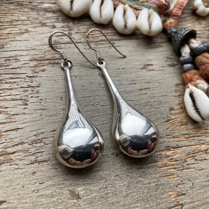 vintage sterling silver large droplet earrings 2.jpeg
