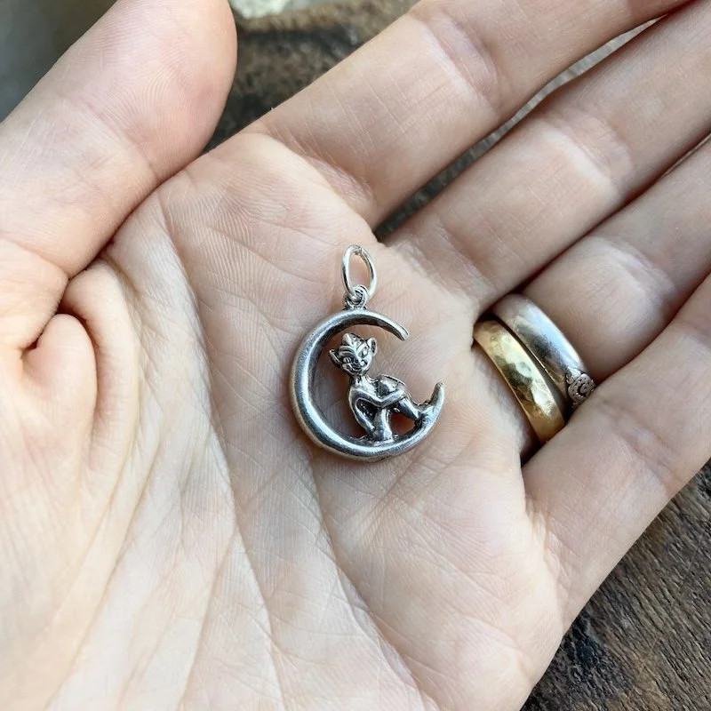 Magical Vintage Sterling Silver Pixie Moon Pendant