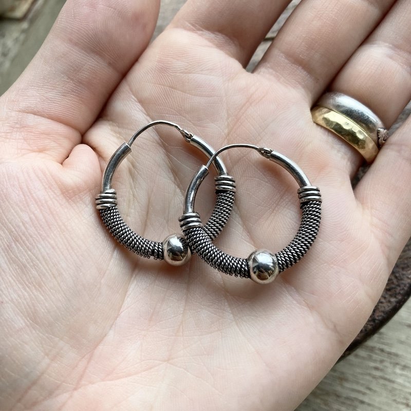 Fab Vintage Sterling Silver Hoops