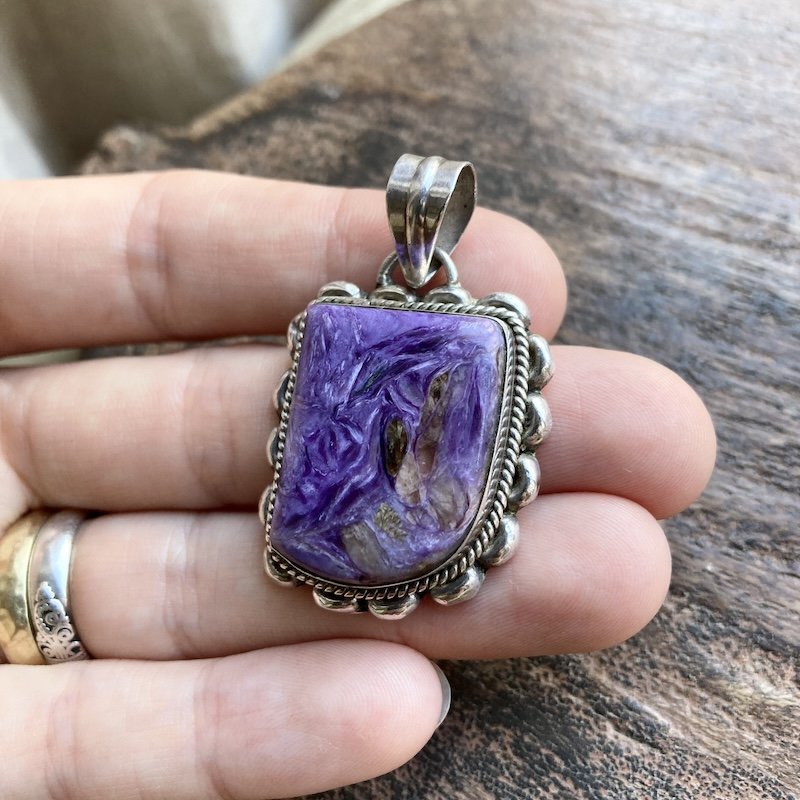 Beautiful Sterling Silver Charoite Pendant