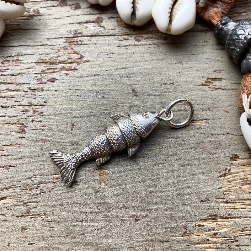 Funky Vintage Sterling Silver Fish Pendant