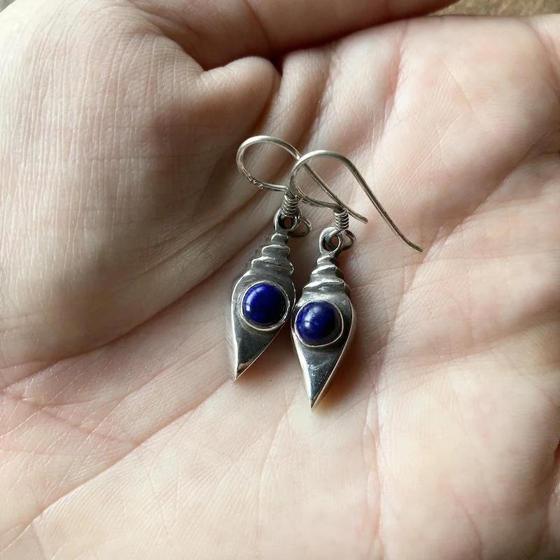 chunky solid silver and lapis lazuli earrings 4.jpeg