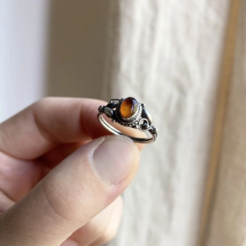 vintage ornate sterling silver and amber ring 3.jpeg