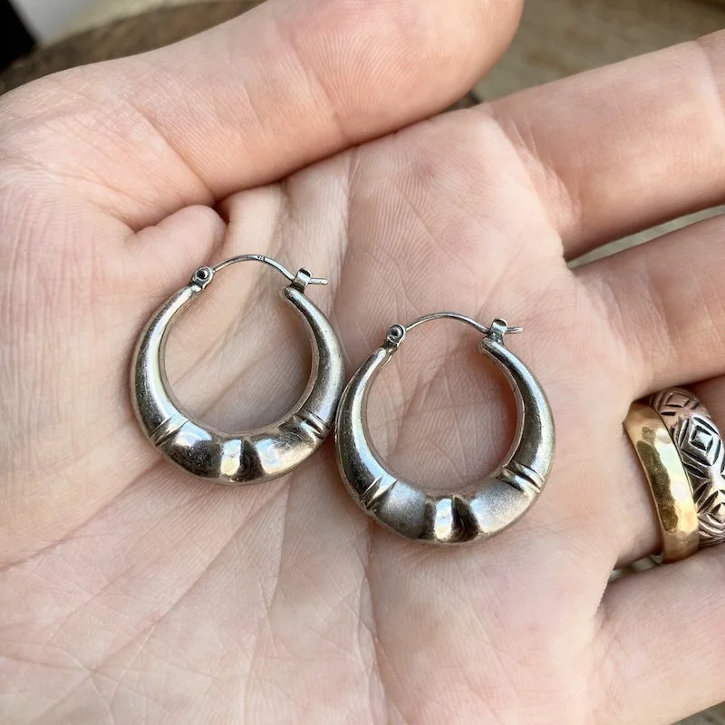 funky vintage sterling silver Creole hoops 3.jpeg