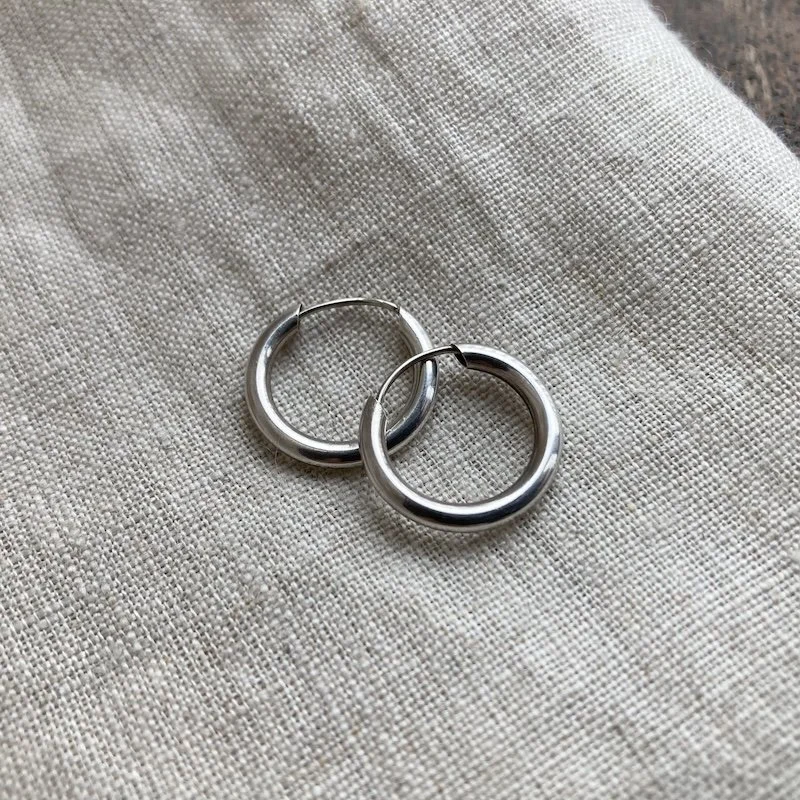 Cute Simple Sterling Silver Hoops