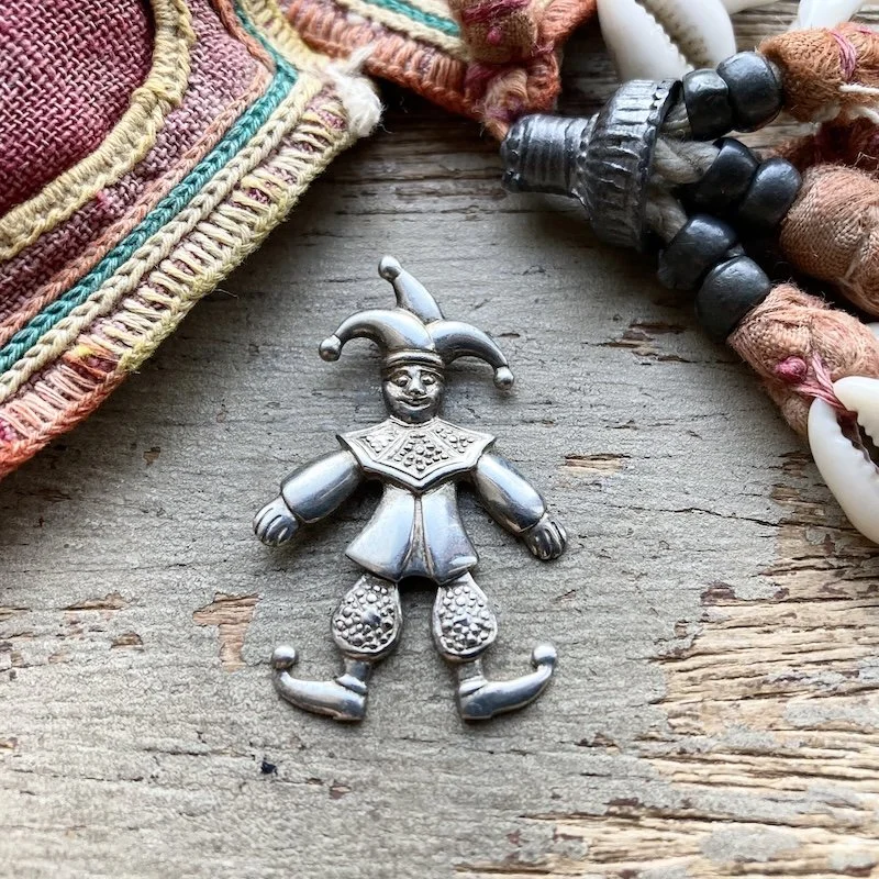 Wonderful Vintage Sterling Silver Articulated Jester Pendant