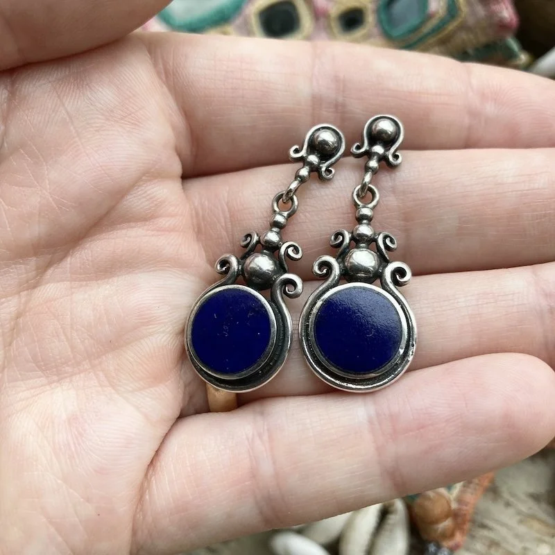 vintage ornate sterling silver lapis lazuli earrings 4.jpeg