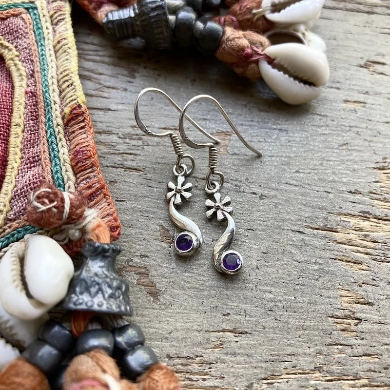 dainty sterling silver flower and amethyst earrings 1.jpeg