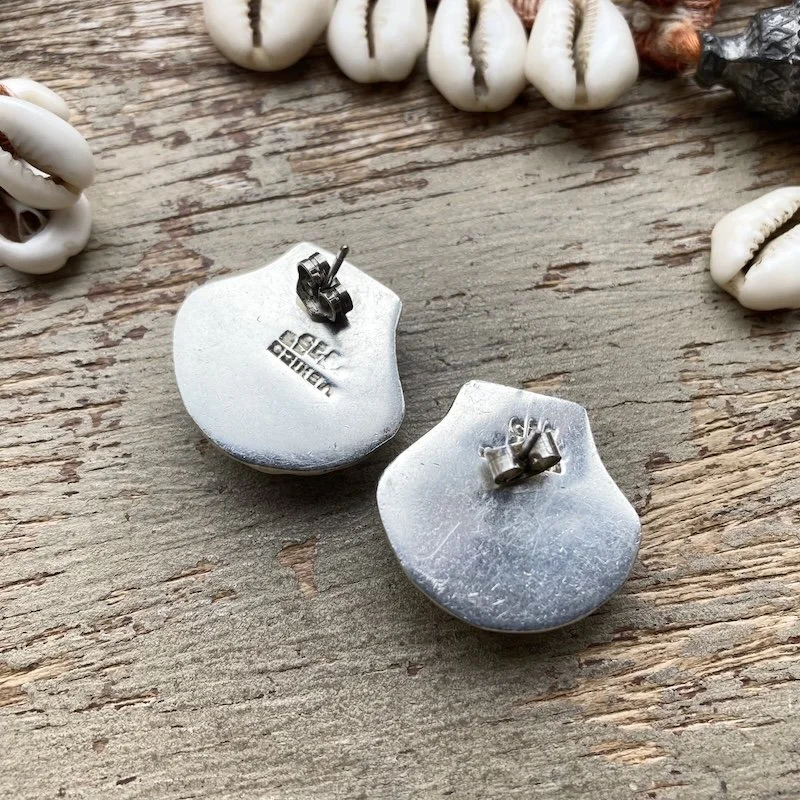 Fab Vintage Mexican Sterling Silver Scallop Shell Earrings