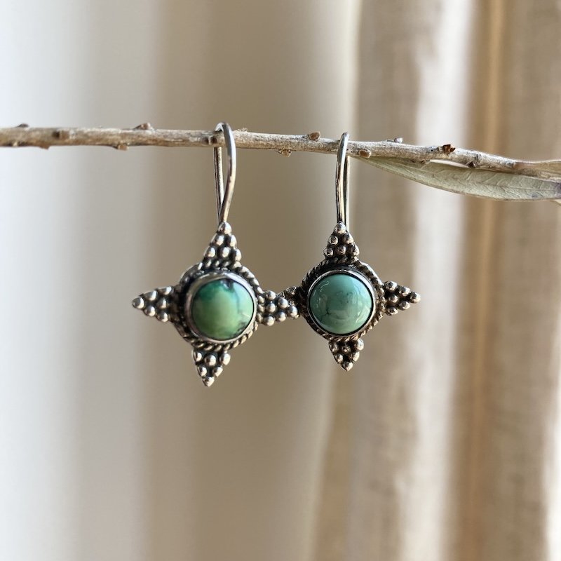 vintage ornate sterling silver and turquoise earrings 4.jpeg