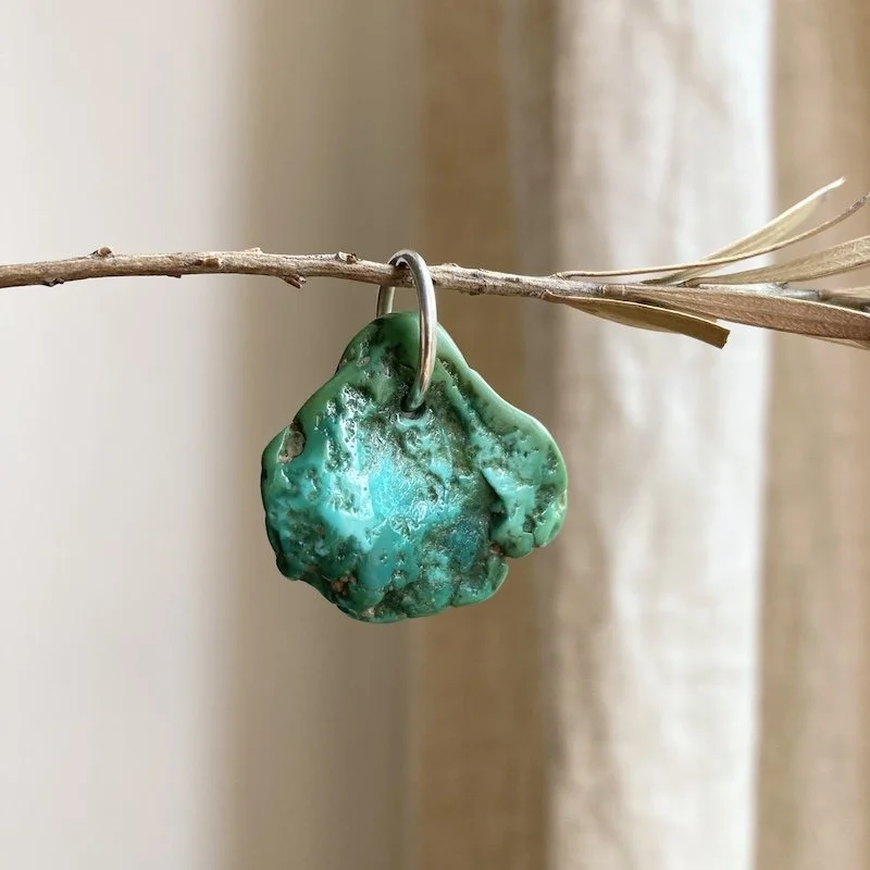 sterling silver natural turquoise nugget pendant 3.jpeg
