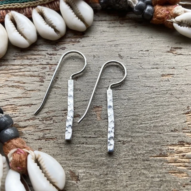minimalist hammered sterling silver earrings 2.jpeg