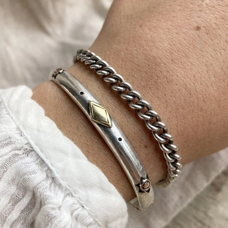 Fab Vintage Sterling Silver Heavy Chain Bracelet