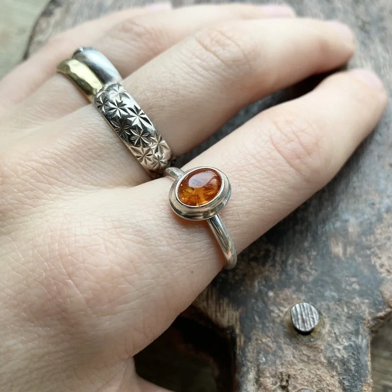 vintage simple sterling silver amber ring 5.jpeg