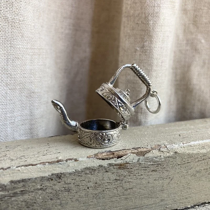 Wonderful Vintage Sterling Silver Opening Teapot Pendant