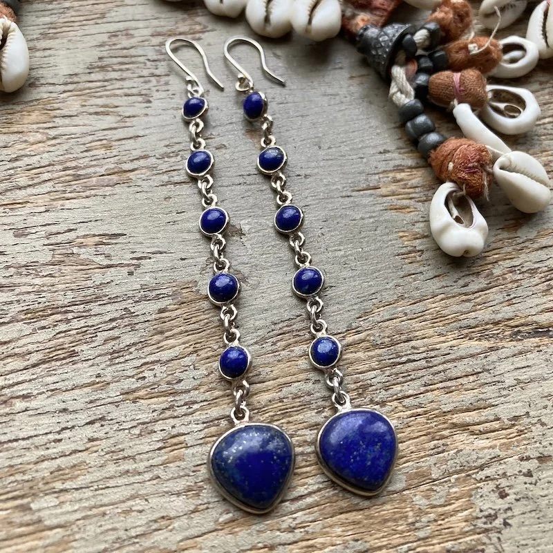 vintage sterling silver long lapis lazuli earrings.jpeg