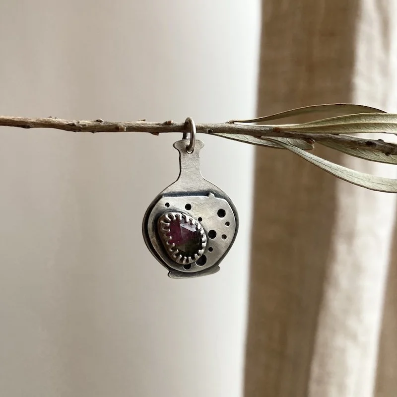sterling silver and watermelon tourmaline potion bottle pendant  4.jpeg