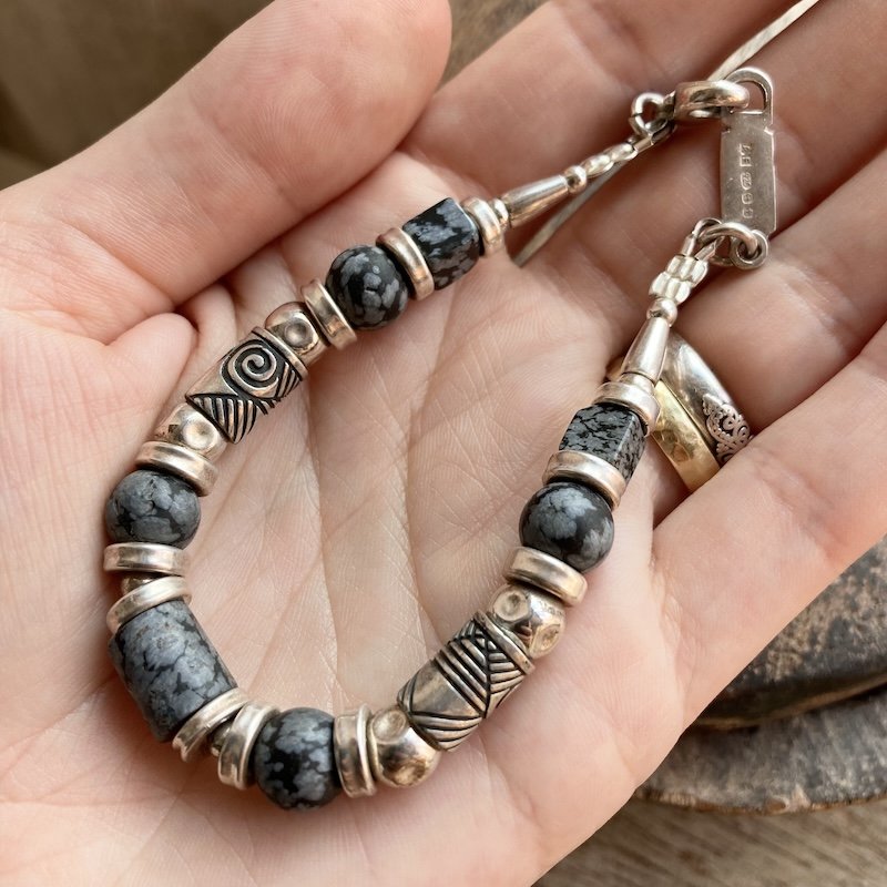 Anne Farag Handmade Sterling Silver Beaded Bracelet