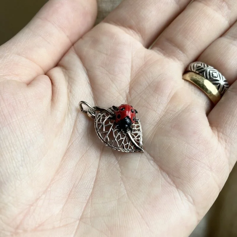 sterling silver leaf and ladybird pendant 3.jpeg