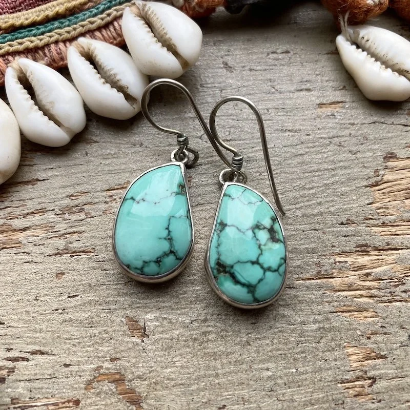 vintage sterling silver natural turquoise earrings 1.jpeg