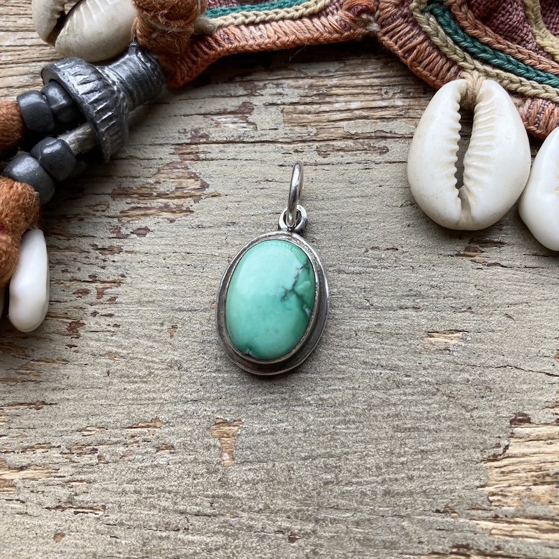 Vintage Simple Sterling Silver and Turquoise Pendant
