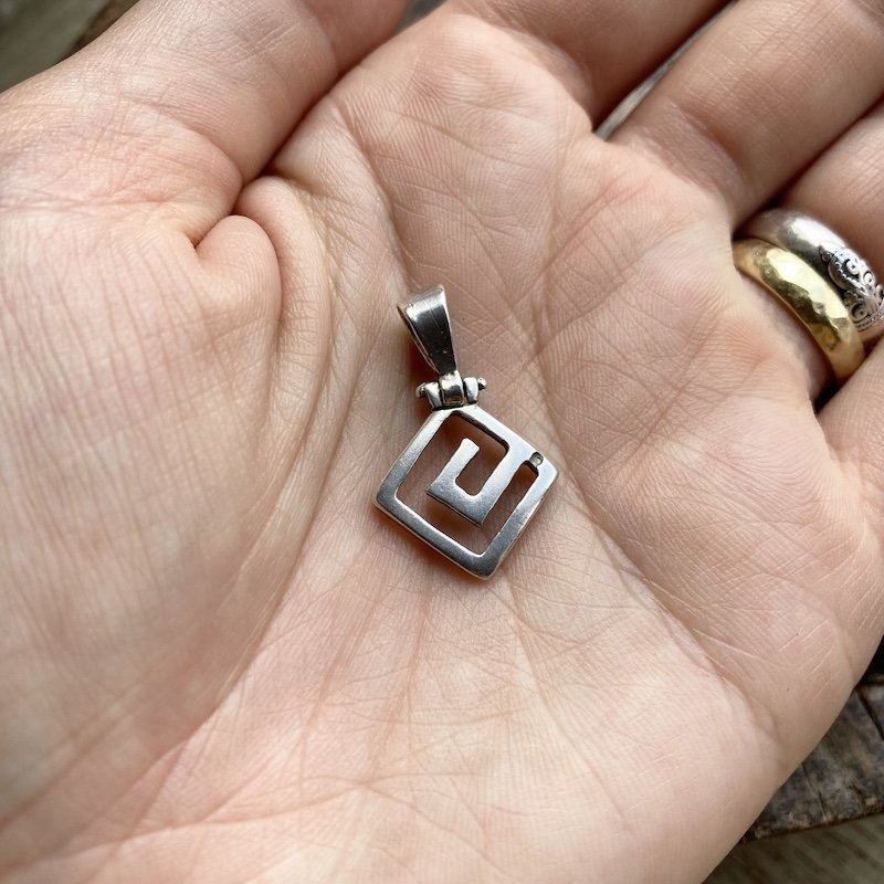 Funky Vintage Sterling Silver Spiral Pendant