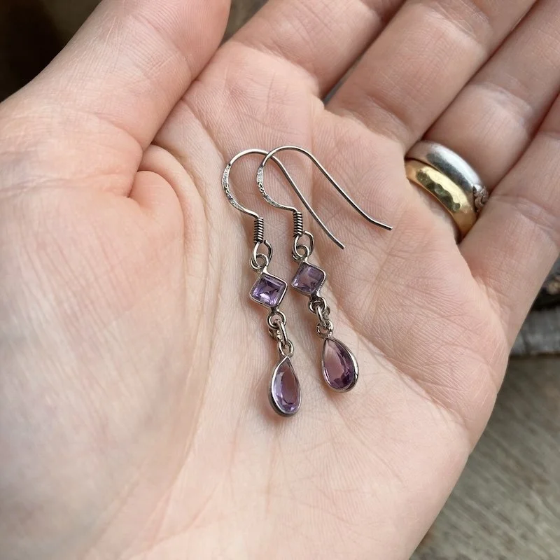 sterling silver sparkly amethyst dangly earrings 4.jpeg