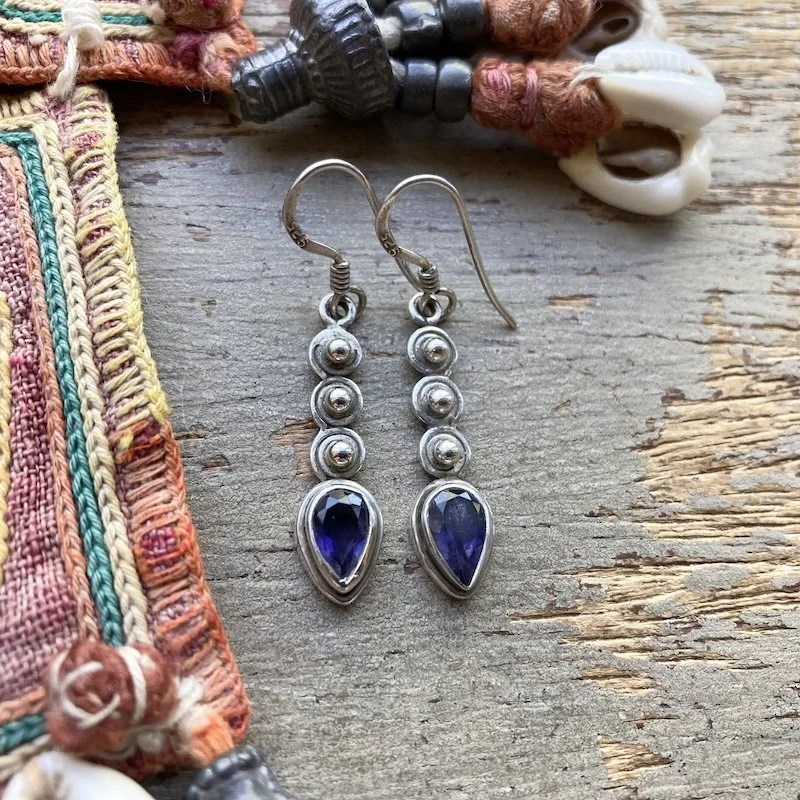 sterling silver and iolite dangly earrings 2.jpeg