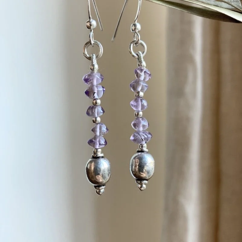 sterling silver amethyst beaded dangly earrings 4.jpeg