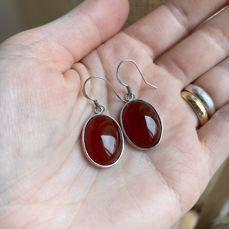 vintage simple sterling silver carnelian earrings 4.jpeg
