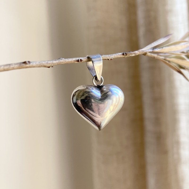 Pretty Vintage Sterling Silver Puffy Heart Pendant