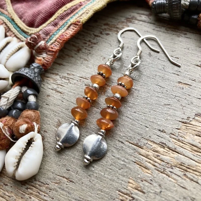 sterling silver beaded carnelian earrings 2.jpeg