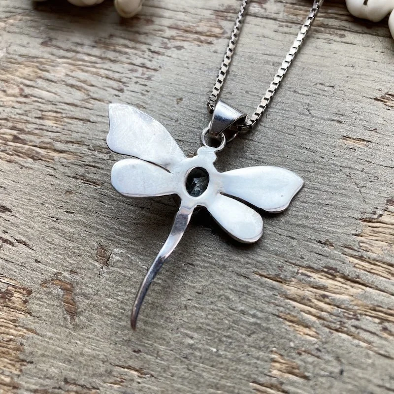 Dreamy Sterling Silver and Topaz Dragonfly Necklace