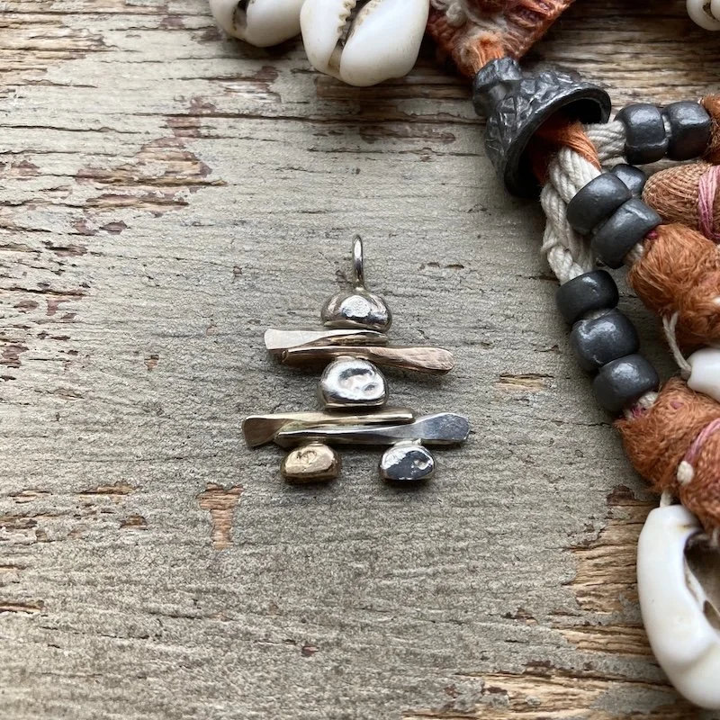 Amazing Handmade Sterling Silver Pebble Stack Pendant