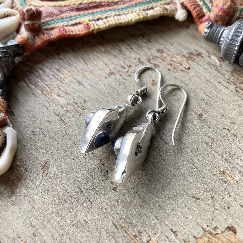chunky solid silver and lapis lazuli earrings 3.jpeg