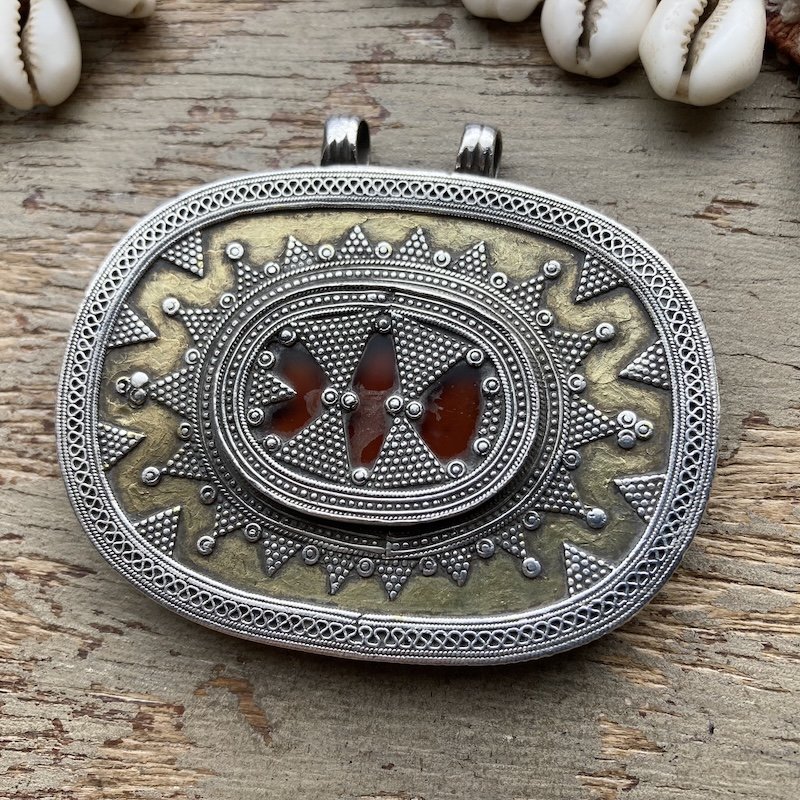 Stunning Vintage Large Sterling Silver Turkmen Pendant
