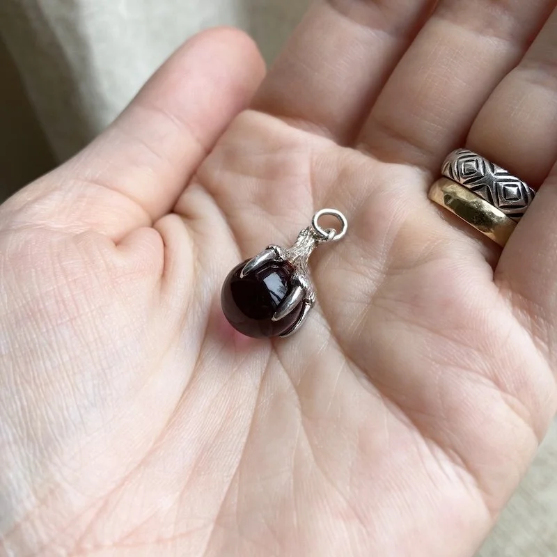 vintage sterling silver claw and orb pendant 3.jpeg
