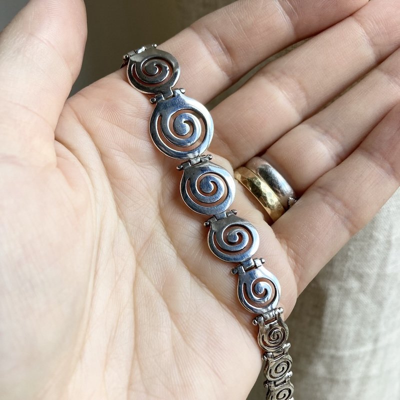 Funky Vintage Solid Silver Spiral Bracelet