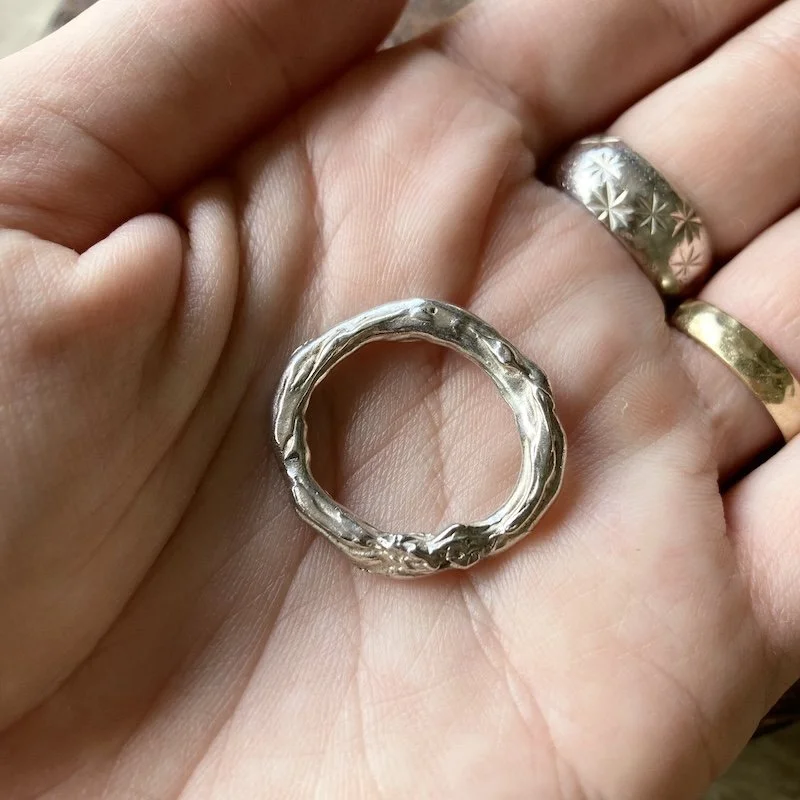 handmade molten textured solid silver ring 6.jpeg