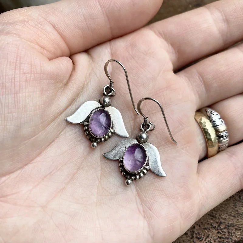 vintage Indian sterling silver amethyst earrings 4.jpeg