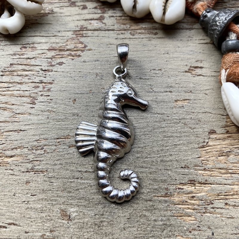 Beautiful Large Sterling Silver Seahorse Pendant