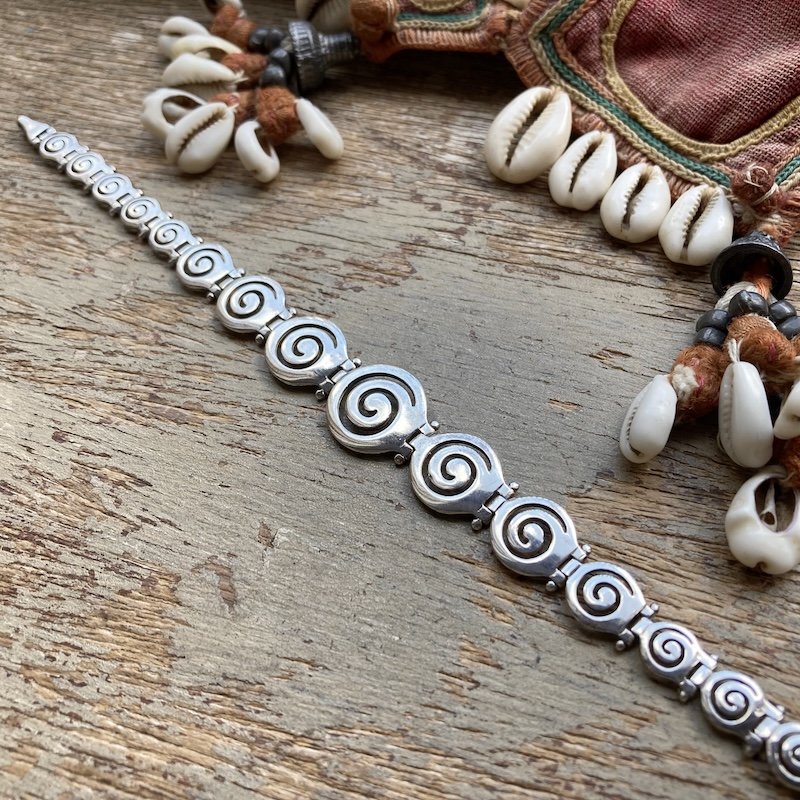 Funky Vintage Solid Silver Spiral Bracelet