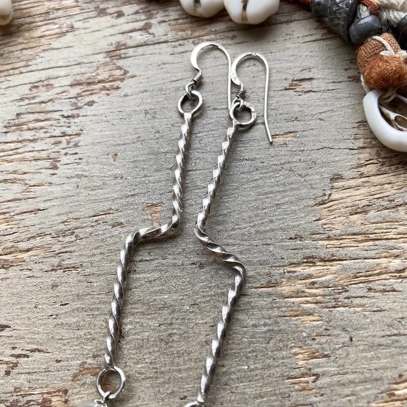 Amazing Vintage Funky Sterling Silver Dangly Earrings