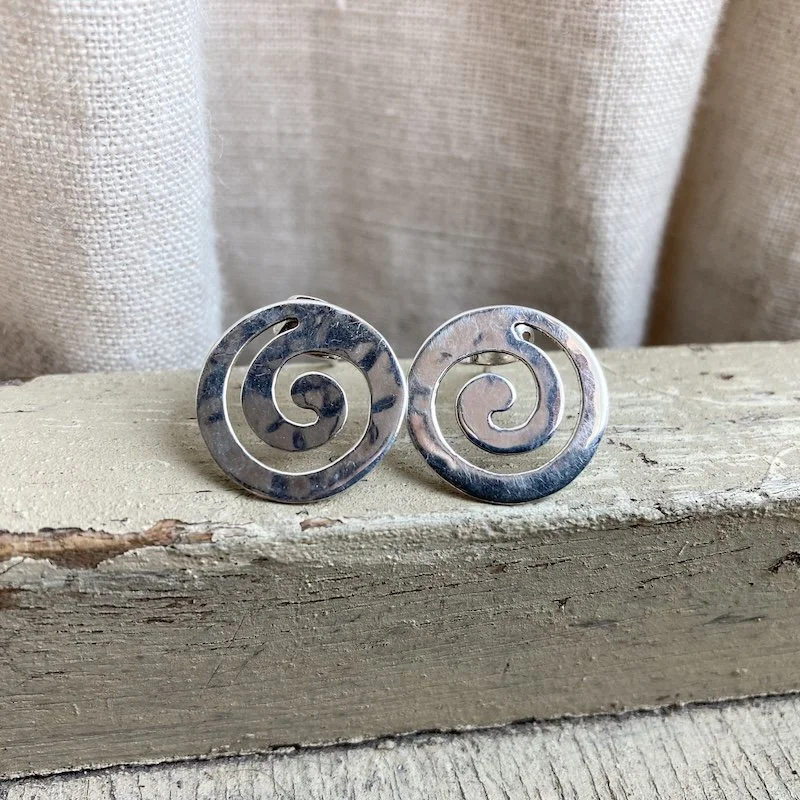 Funky Vintage Sterling Silver Spiral Earrings