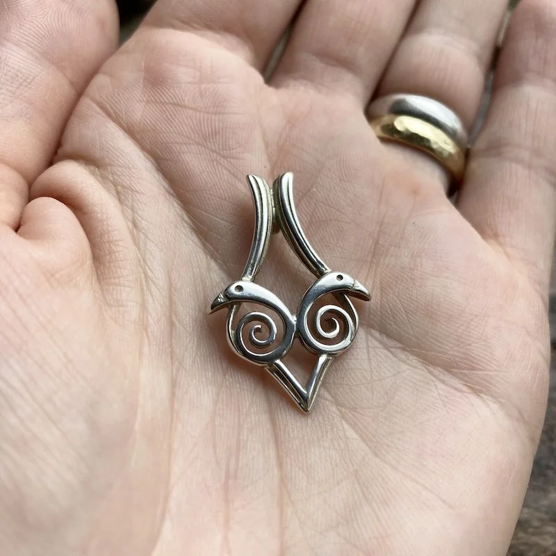 Beautiful Sterling Silver Spiral Bird Pendant