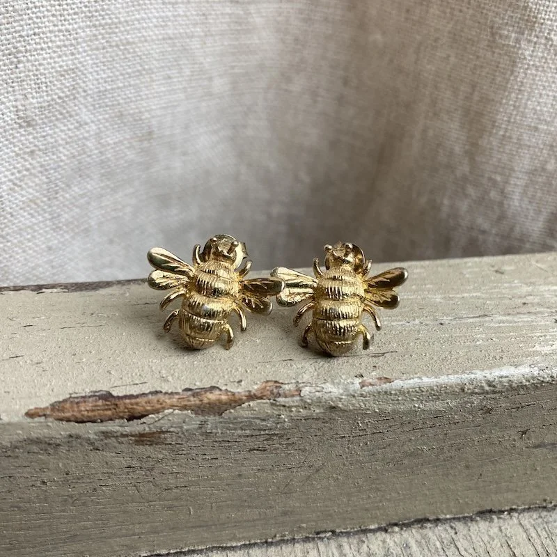 Amazing Sterling Silver Gilt Bee Earrings