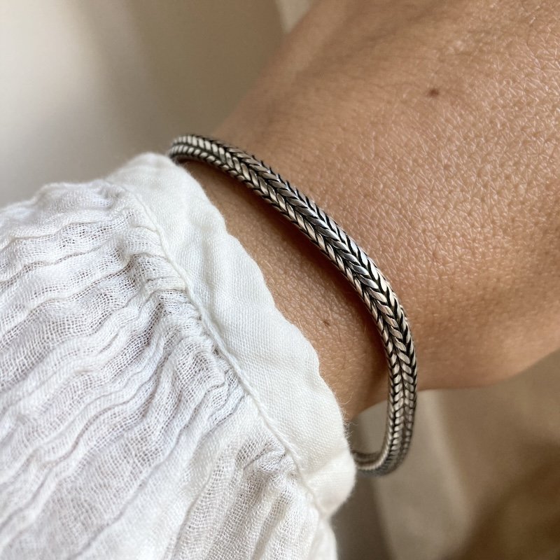 Vintage Balinese Chunky Woven Sterling Silver Bracelet