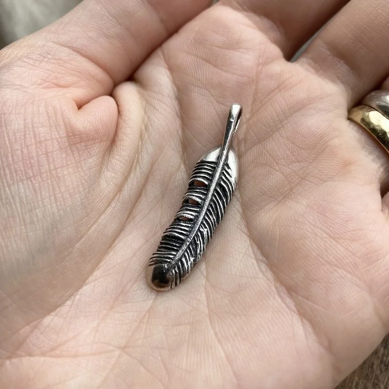Pretty Sterling Silver Feather Pendant