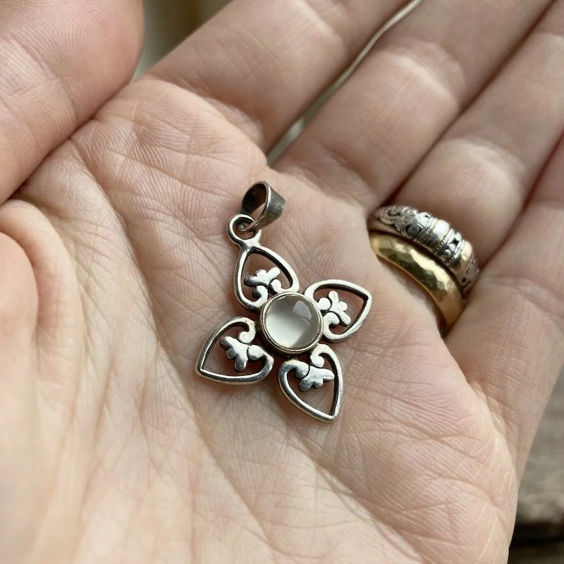 sterling silver and moonstone flower pendant 4.jpeg