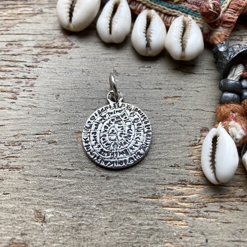 Lovely Vintage Silver Phaistos Disc Pendant